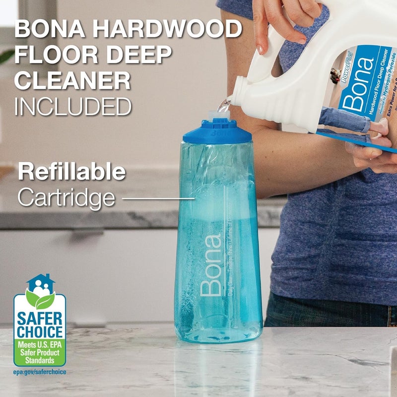 Bona PowerPlus Premium Motion Spray Mop for Hardwood Floors - Includes PowerPlus Hardwood Floor Cleaning Solution and PowerPlus Microfiber Cleaning Pad - Vibrating Spray Mop for Wood Floors - Image 5